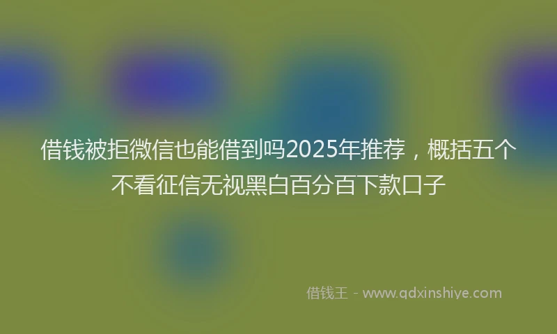 借钱被拒微信也能借到吗2025年推荐，概括五个不看征信无视黑白百分百下款口子