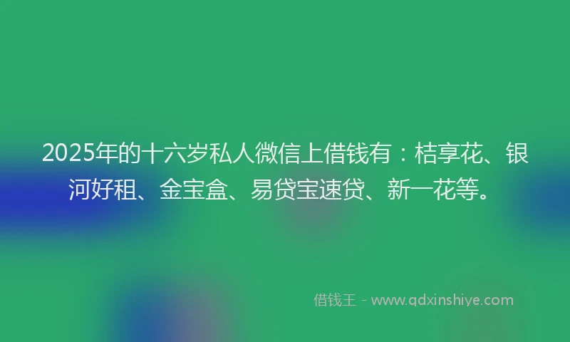 2025年的十六岁私人微信上借钱有：桔享花、银河好租、金宝盒、易贷宝速贷、新一花等。