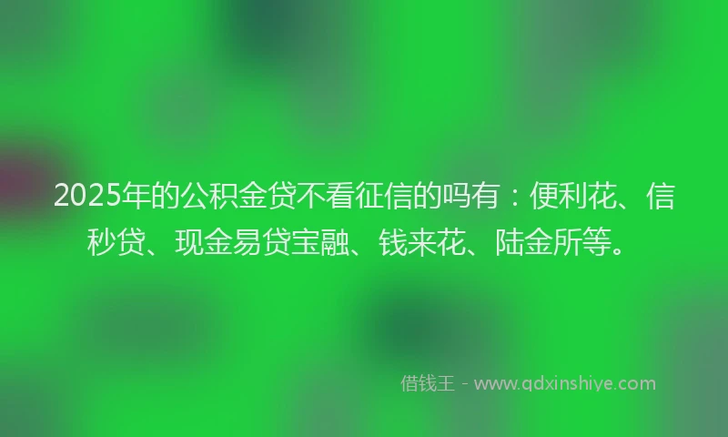 2025年的公积金贷不看征信的吗有：便利花、信秒贷、现金易贷宝融、钱来花、陆金所等。