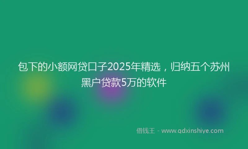 包下的小额网贷口子2025年精选，归纳五个苏州黑户贷款5万的软件