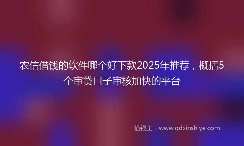 农信借钱的软件哪个好下款2025年推荐，概括5个审贷口子审核加快的平台
