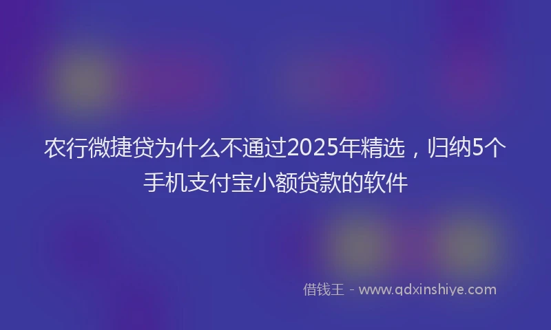 农行微捷贷为什么不通过2025年精选，归纳5个手机支付宝小额贷款的软件
