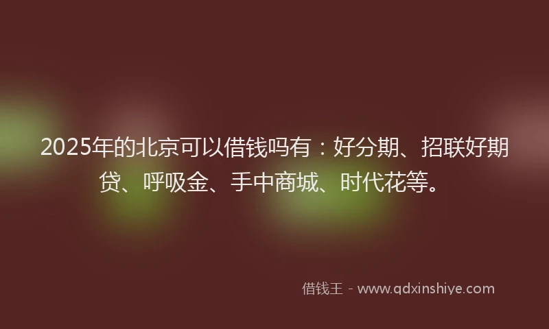 2025年的北京可以借钱吗有：好分期、招联好期贷、呼吸金、手中商城、时代花等。