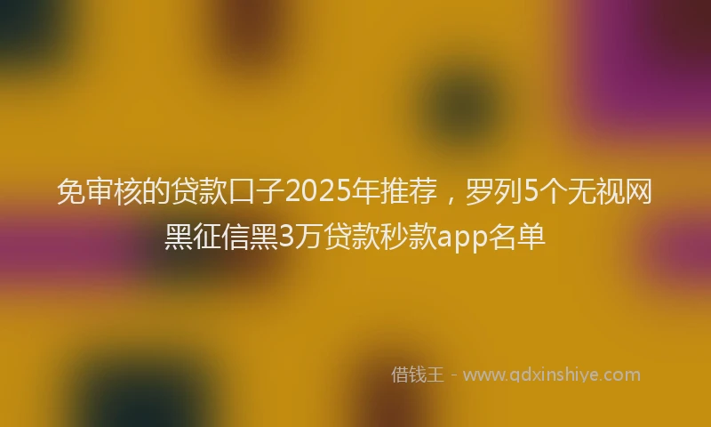 免审核的贷款口子2025年推荐，罗列5个无视网黑征信黑3万贷款秒款app名单