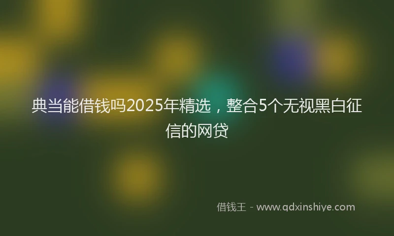 典当能借钱吗2025年精选，整合5个无视黑白征信的网贷