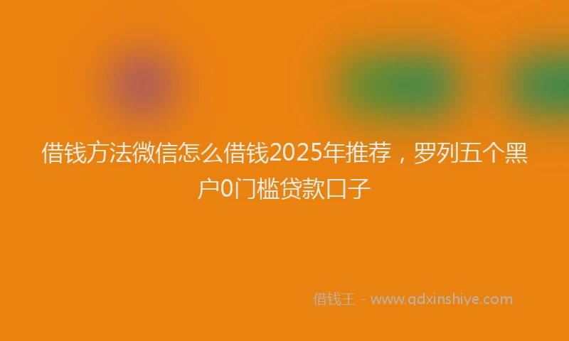 借钱方法微信怎么借钱2025年推荐，罗列五个黑户0门槛贷款口子