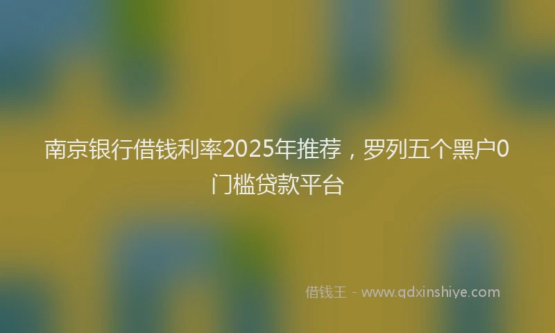 南京银行借钱利率2025年推荐，罗列五个黑户0门槛贷款平台