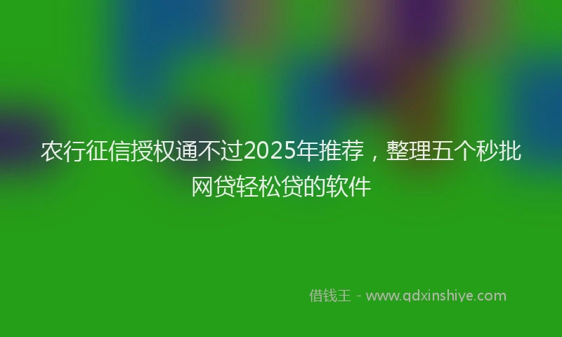 农行征信授权通不过2025年推荐，整理五个秒批网贷轻松贷的软件