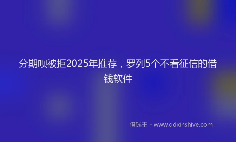 分期呗被拒2025年推荐，罗列5个不看征信的借钱软件