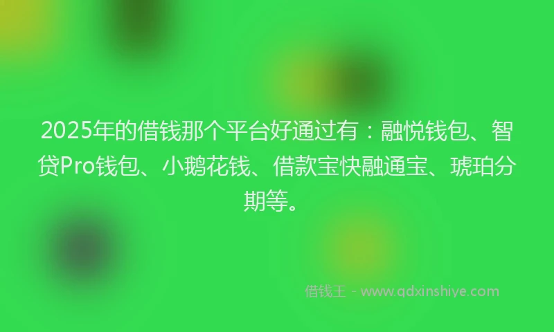 2025年的借钱那个平台好通过有：融悦钱包、智贷Pro钱包、小鹅花钱、借款宝快融通宝、琥珀分期等。