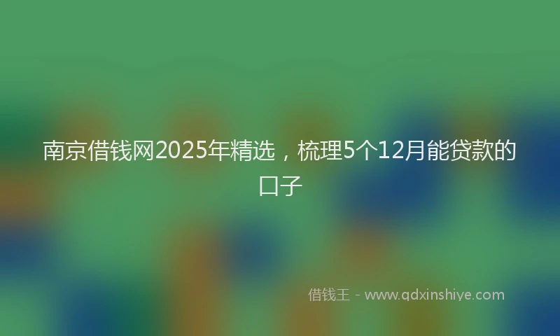 南京借钱网2025年精选，梳理5个12月能贷款的口子