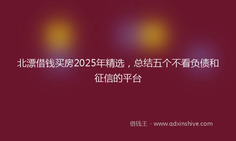北漂借钱买房2025年精选，总结五个不看负债和征信的平台