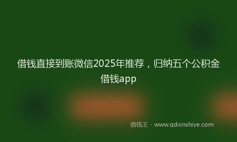 借钱直接到账微信2025年推荐，归纳五个公积金借钱app