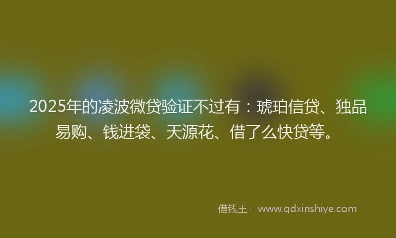 2025年的凌波微贷验证不过有：琥珀信贷、独品易购、钱进袋、天源花、借了么快贷等。
