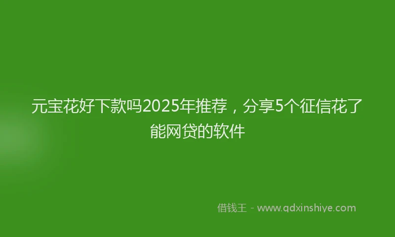元宝花好下款吗2025年推荐，分享5个征信花了能网贷的软件