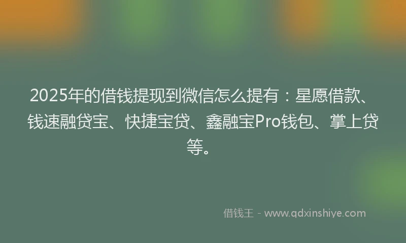 2025年的借钱提现到微信怎么提有：星愿借款、钱速融贷宝、快捷宝贷、鑫融宝Pro钱包、掌上贷等。