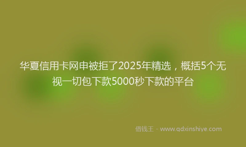 华夏信用卡网申被拒了2025年精选，概括5个无视一切包下款5000秒下款的平台