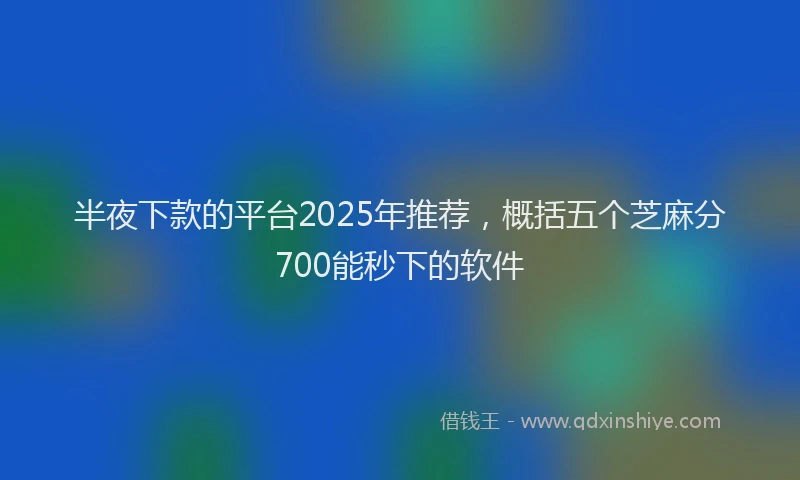 半夜下款的平台2025年推荐，概括五个芝麻分700能秒下的软件