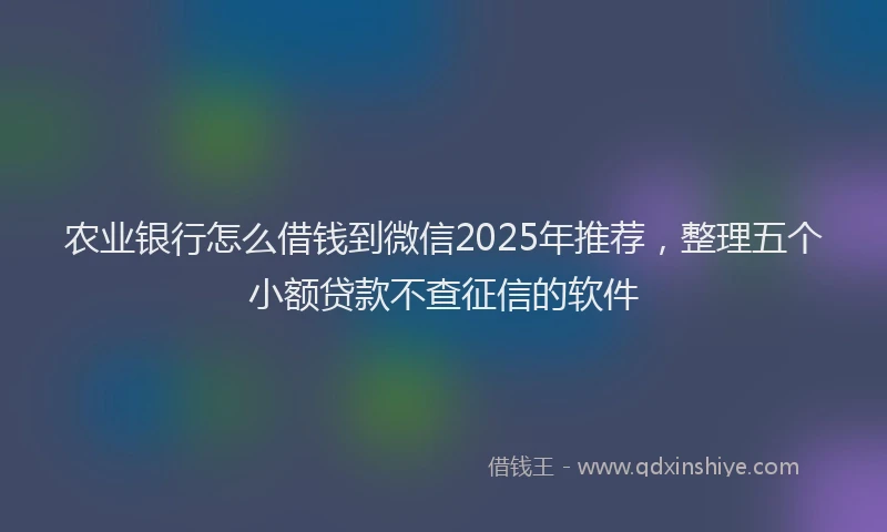 农业银行怎么借钱到微信2025年推荐，整理五个小额贷款不查征信的软件