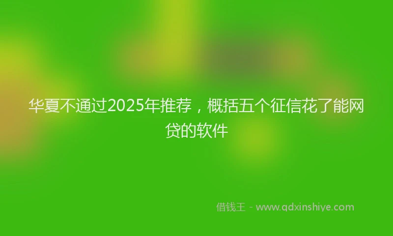 华夏不通过2025年推荐，概括五个征信花了能网贷的软件