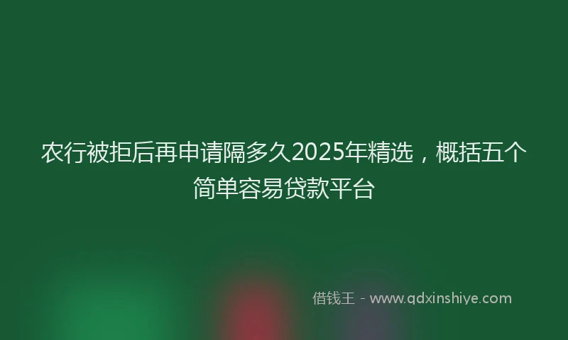 农行被拒后再申请隔多久2025年精选，概括五个简单容易贷款平台