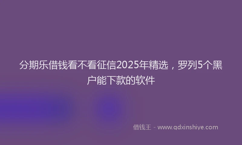 分期乐借钱看不看征信2025年精选，罗列5个黑户能下款的软件