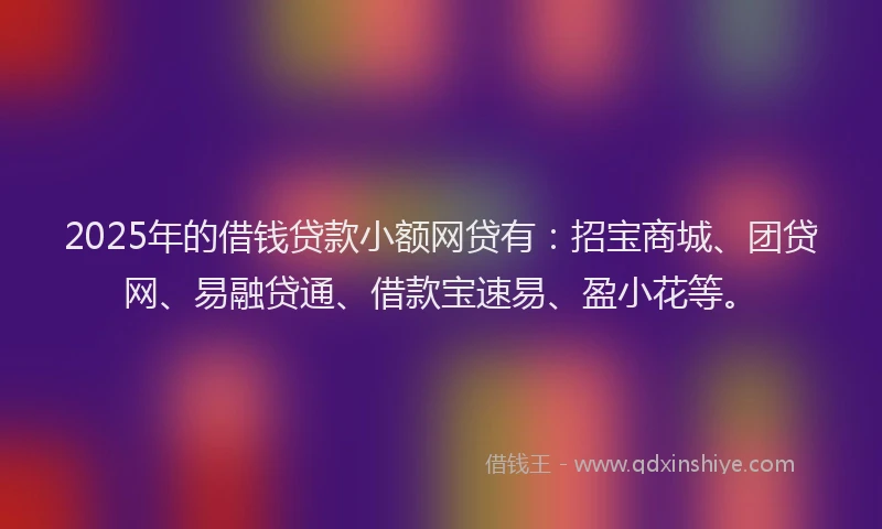 2025年的借钱贷款小额网贷有：招宝商城、团贷网、易融贷通、借款宝速易、盈小花等。
