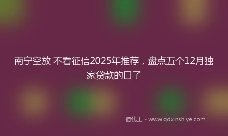 南宁空放 不看征信2025年推荐，盘点五个12月独家贷款的口子