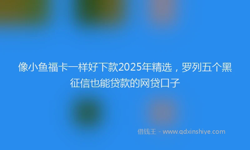 像小鱼福卡一样好下款2025年精选，罗列五个黑征信也能贷款的网贷口子