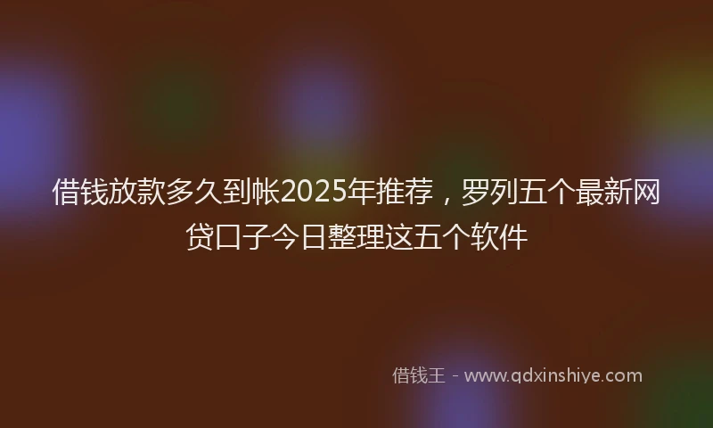 借钱放款多久到帐2025年推荐，罗列五个最新网贷口子今日整理这五个软件