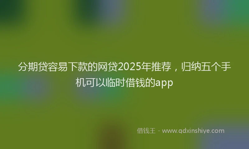 分期贷容易下款的网贷2025年推荐，归纳五个手机可以临时借钱的app