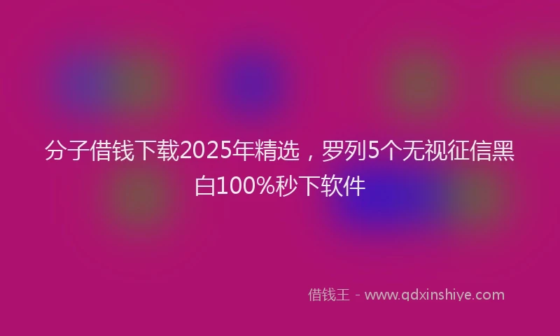 分子借钱下载2025年精选，罗列5个无视征信黑白100%秒下软件