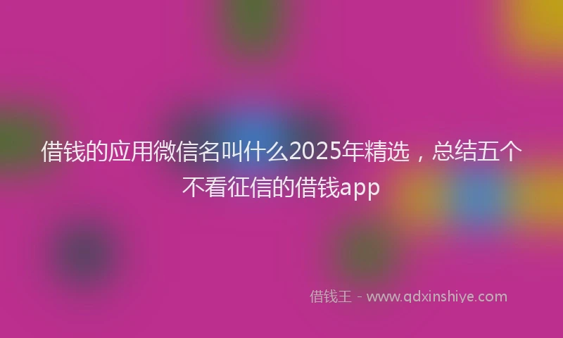 借钱的应用微信名叫什么2025年精选，总结五个不看征信的借钱app