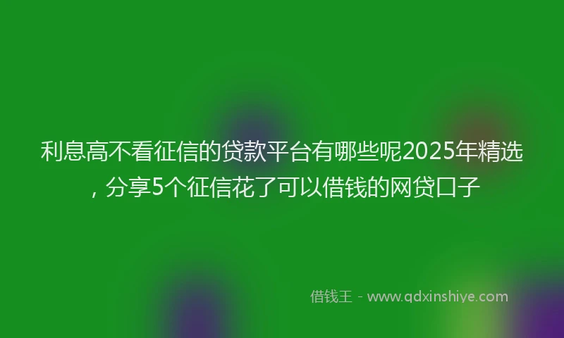 利息高不看征信的贷款平台有哪些呢2025年精选，分享5个征信花了可以借钱的网贷口子