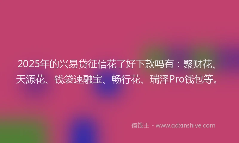 2025年的兴易贷征信花了好下款吗有：聚财花、天源花、钱袋速融宝、畅行花、瑞泽Pro钱包等。