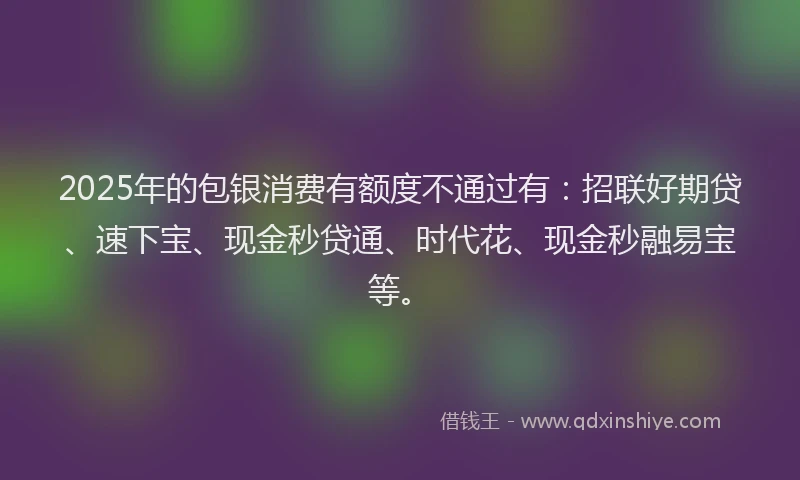 2025年的包银消费有额度不通过有：招联好期贷、速下宝、现金秒贷通、时代花、现金秒融易宝等。
