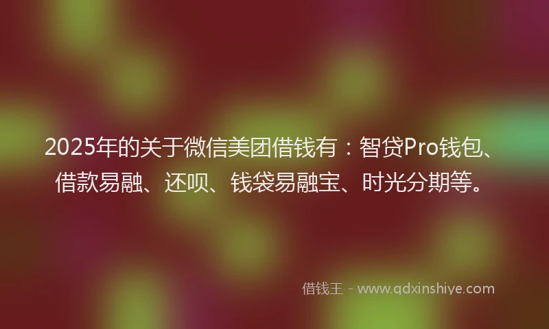 2025年的关于微信美团借钱有：智贷Pro钱包、借款易融、还呗、钱袋易融宝、时光分期等。