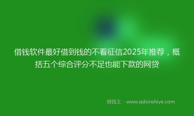 借钱软件最好借到钱的不看征信2025年推荐，概括五个综合评分不足也能下款的网贷