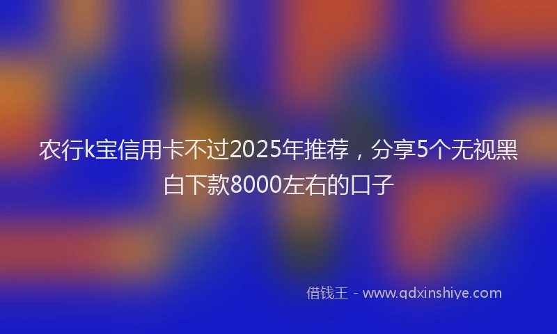 农行k宝信用卡不过2025年推荐，分享5个无视黑白下款8000左右的口子