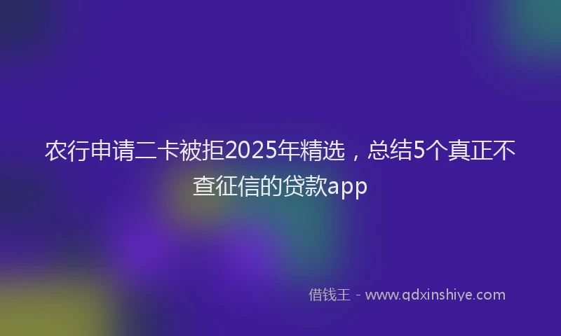 农行申请二卡被拒2025年精选，总结5个真正不查征信的贷款app