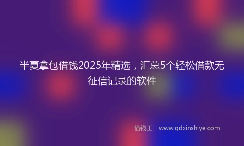半夏拿包借钱2025年精选，汇总5个轻松借款无征信记录的软件
