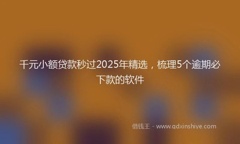千元小额贷款秒过2025年精选，梳理5个逾期必下款的软件