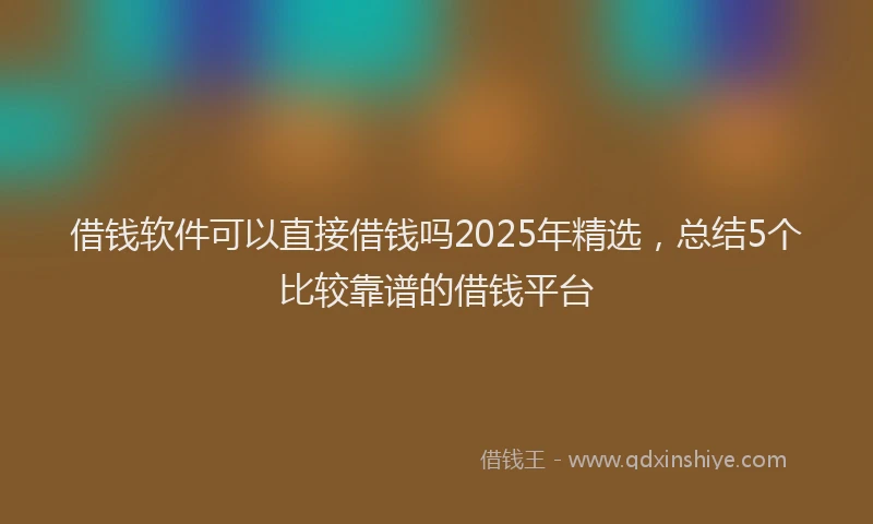 借钱软件可以直接借钱吗2025年精选，总结5个比较靠谱的借钱平台