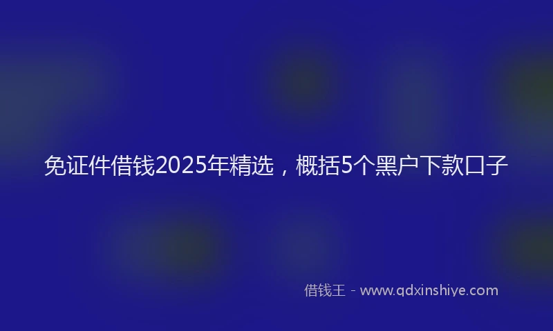 免证件借钱2025年精选，概括5个黑户下款口子
