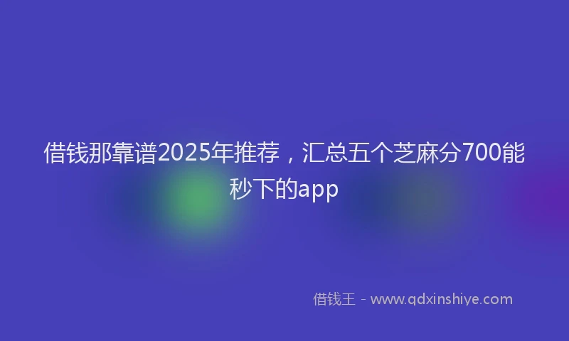 借钱那靠谱2025年推荐，汇总五个芝麻分700能秒下的app