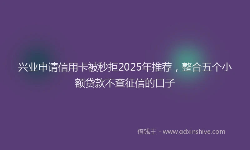 兴业申请信用卡被秒拒2025年推荐，整合五个小额贷款不查征信的口子