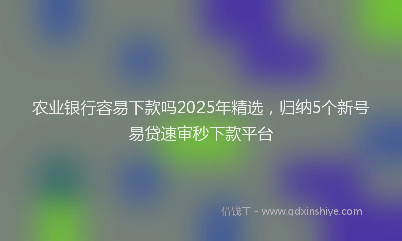 农业银行容易下款吗2025年精选，归纳5个新号易贷速审秒下款平台
