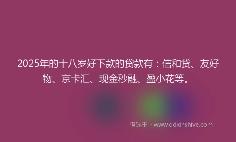 2025年的十八岁好下款的贷款有：信和贷、友好物、京卡汇、现金秒融、盈小花等。