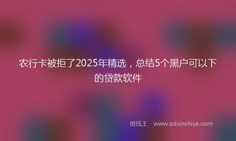 农行卡被拒了2025年精选，总结5个黑户可以下的贷款软件