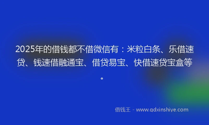2025年的借钱都不借微信有：米粒白条、乐借速贷、钱速借融通宝、借贷易宝、快借速贷宝盒等。